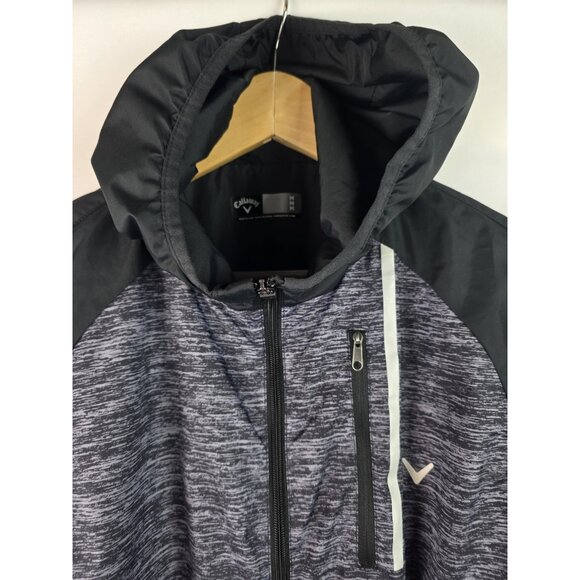 Callaway Jacket Men's Size Medium Gray Mesh Lined Full Zip Windbreaker Hooded - Picture 2 of 12